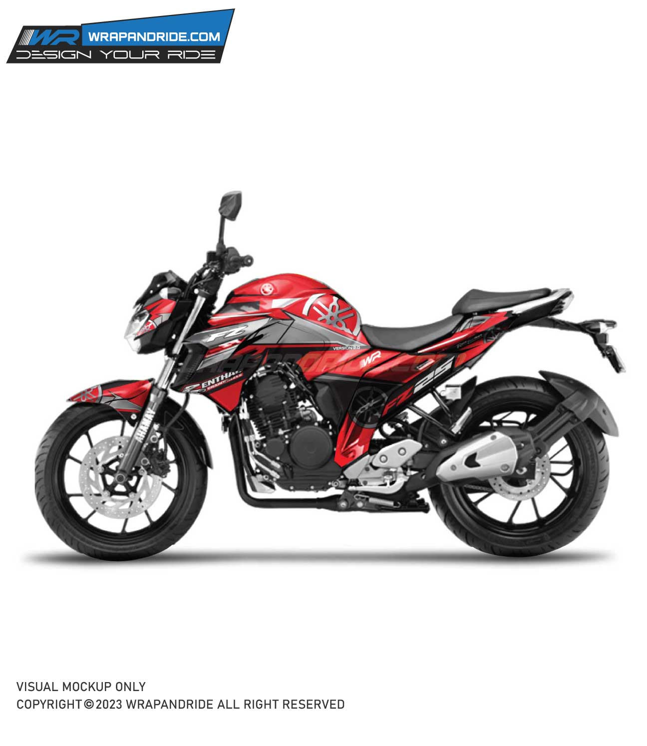 Yamaha FZ 25 Storm Design Full Body Edge To Edge Wrap Decal Sticker Kit Wrap And Ride
