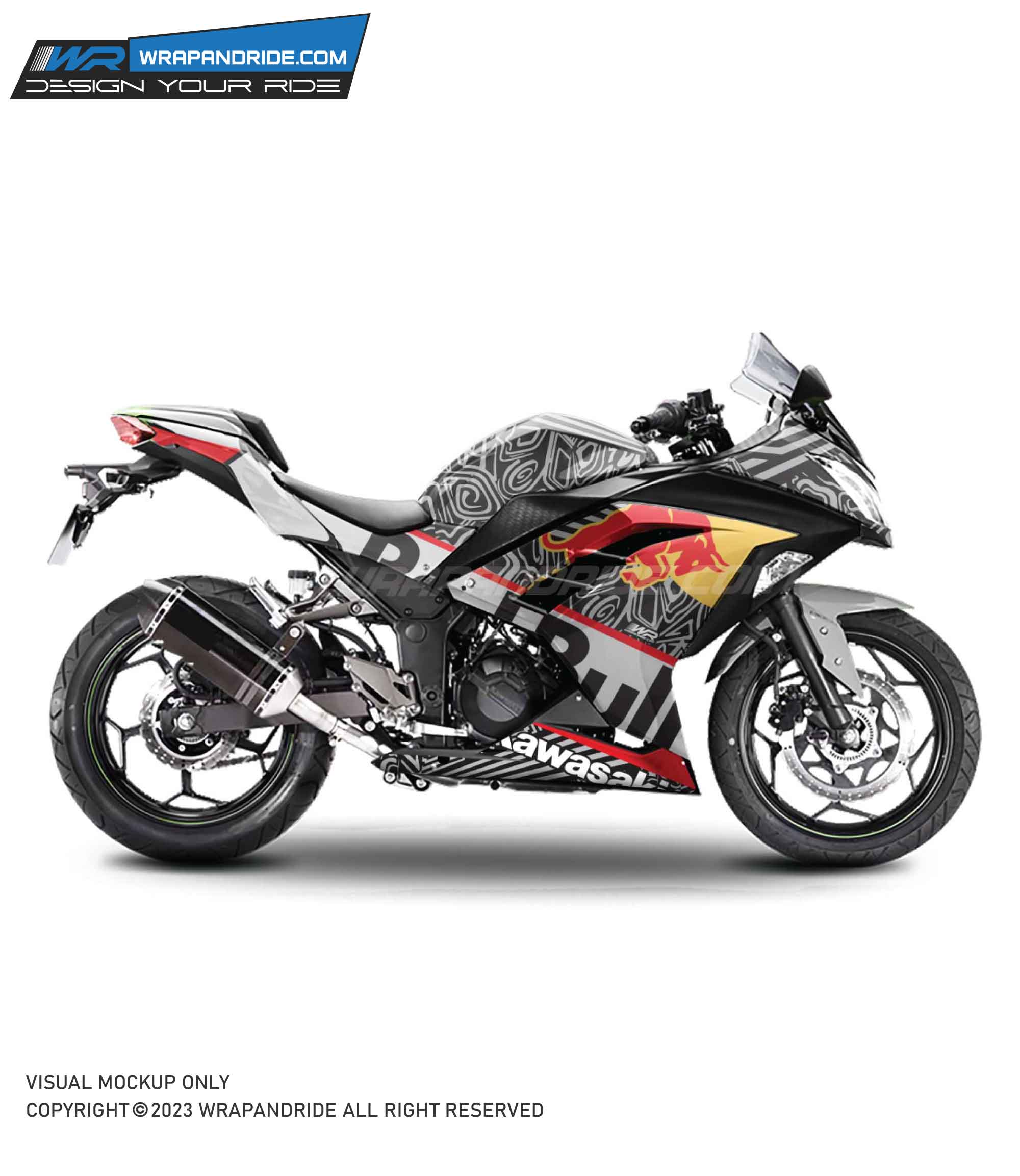 Kawasaki Ninja 300 Redbull Infinity Design Full Body Edge To Edge Wrap Decal Sticker Kit Wrap And Ride