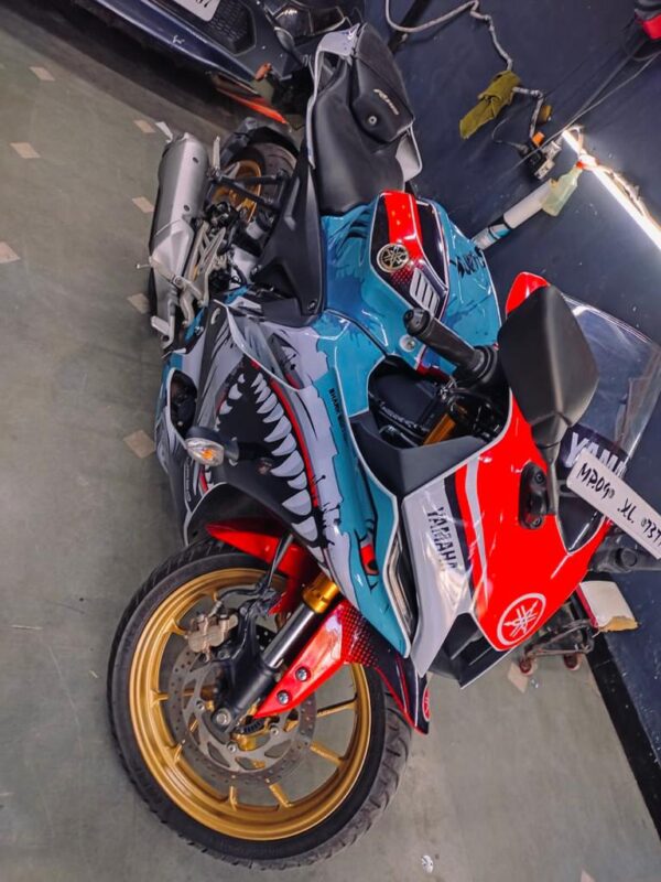 Yamaha V4 Shark Design 1 [Full Body Edge To Edge Wrap / Decal / Sticker Kit] - Image 5