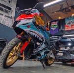 Yamaha V4 Shark Design 1 [Full Body Edge To Edge Wrap / Decal / Sticker Kit] - Image 2