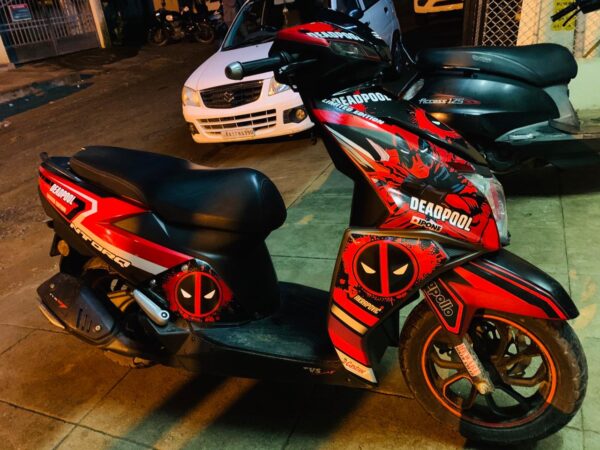 TVS Ntorq Deadpool Design [Full Body Edge To Edge Wrap / Decal / Sticker Kit] - Image 12