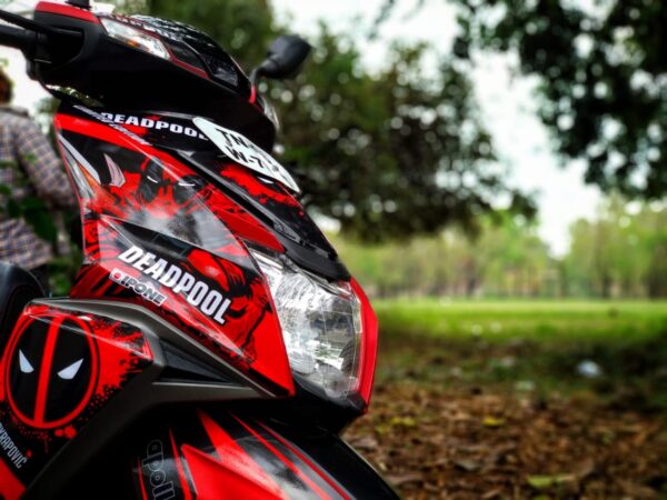TVS Ntorq Deadpool Design [Full Body Edge To Edge Wrap / Decal / Sticker Kit] - Image 4