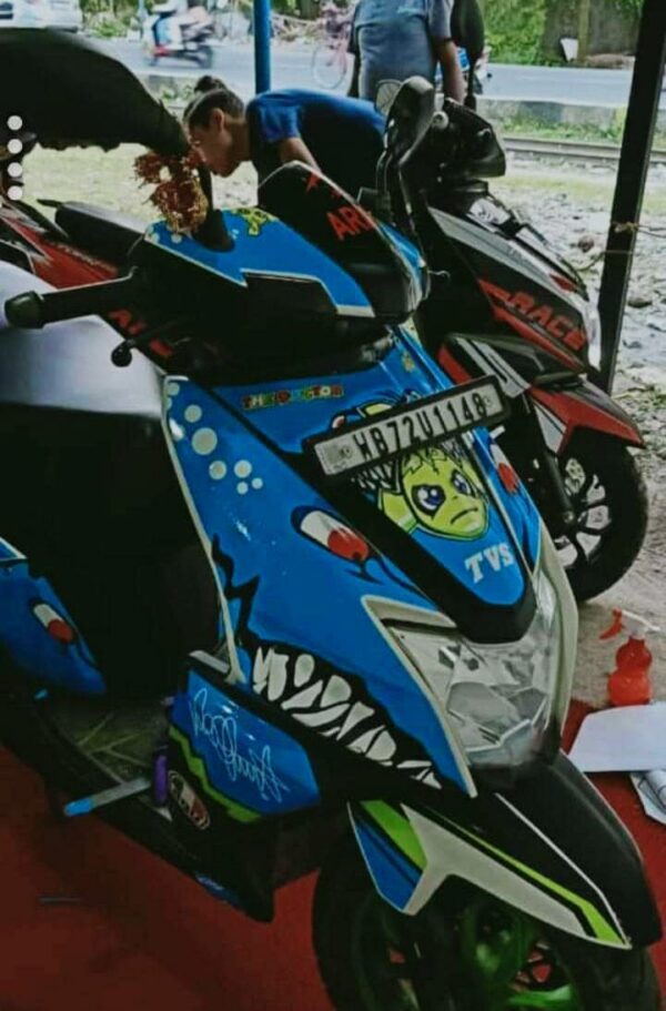 TVS Ntorq Shark 2 Design [Full Body Edge To Edge Wrap / Decal / Sticker Kit] - Image 2