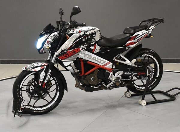 Pulsar NS White Shark Design [Full Body Edge To Edge Wrap / Decal / Sticker Kit] - Image 2