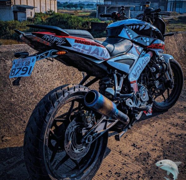 Pulsar NS White Shark Design [Full Body Edge To Edge Wrap / Decal / Sticker Kit] - Image 3