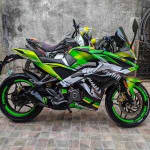 Pulsar RS 200 Green Shark Design [Full Body Edge To Edge Wrap / Decal / Sticker Kit]