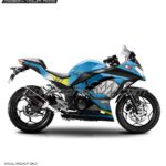Kawasaki Ninja 300 Shark Blue Design [Full Body Edge To Edge Wrap / Decal / Sticker Kit]