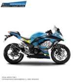 Kawasaki Ninja 300 Shark Blue Design [Full Body Edge To Edge Wrap / Decal / Sticker Kit]