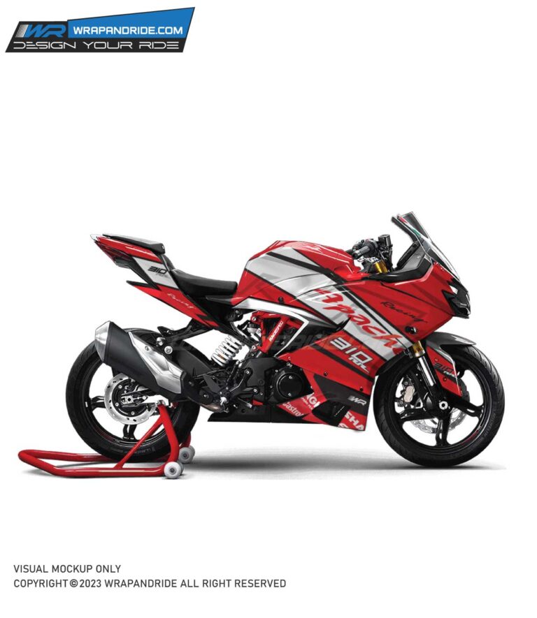 TVS RR310 Apache Red Design [Full Body Edge To Edge Wrap / Decal / Sticker Kit] – Wrap And Ride