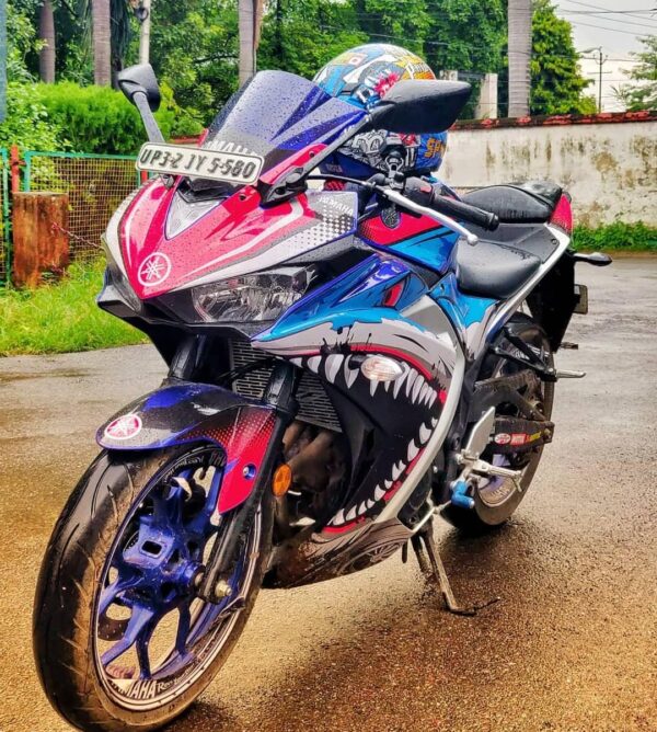 Yamaha R3 Shark Design [Full Body Edge To Edge Wrap / Decal / Sticker Kit] - Image 2